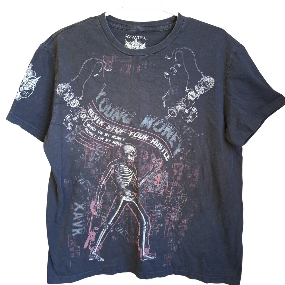 Xzavier VR Young Money Graphic SS Tee 2sided Large Affliction Style Y2K Fade EUC
